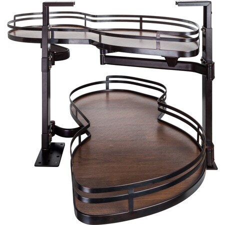 Hardware Resources 21" Oil Rubbed Bronze and Walnut Blind Corner Swingout for Openings on the Right of the Blind BCSO221BOWD-RH